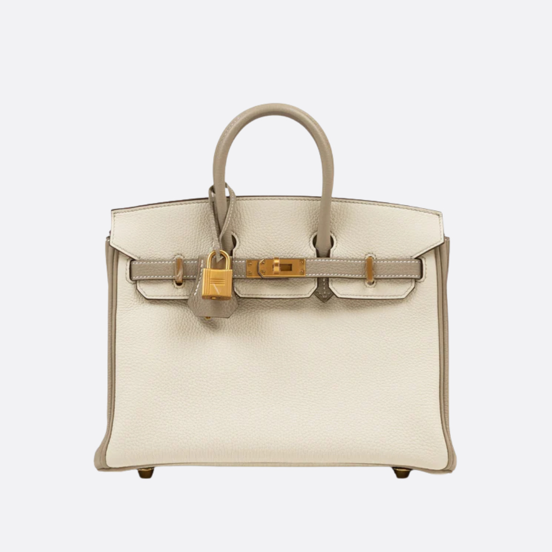 HERMÈS BIRKIN 25 HSS BAG IN CHALK / GRIS TOURTERELLE MADE OF TOGO LEATHER