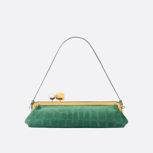JACQUEMUS LE SALON CLUTCH IN SUEDE WITH CROCODILE EMBOSSING