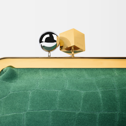 JACQUEMUS LE SALON CLUTCH IN SUEDE WITH CROCODILE EMBOSSING