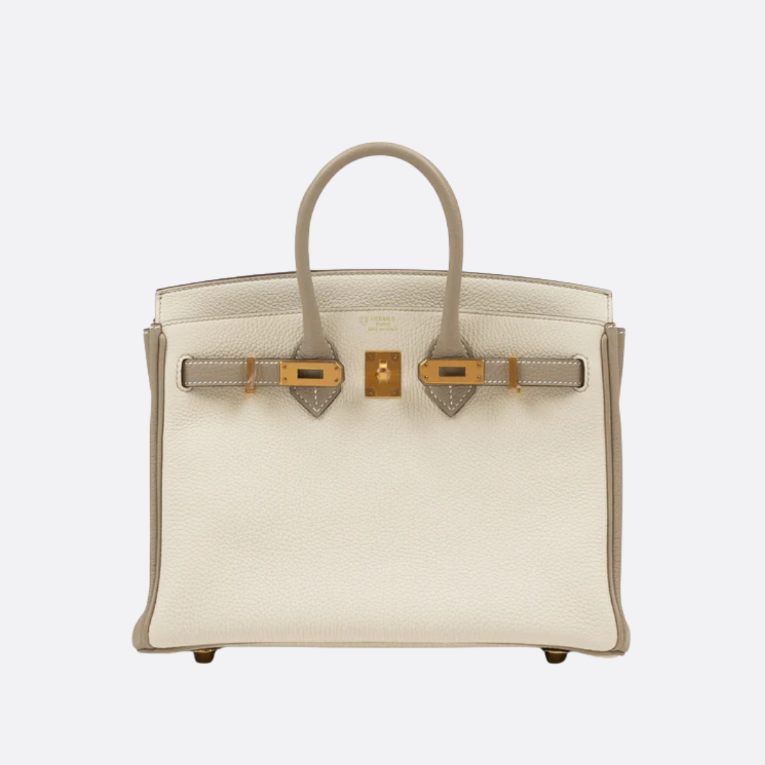 HERMÈS BIRKIN 25 HSS BAG IN CHALK / GRIS TOURTERELLE MADE OF TOGO LEATHER