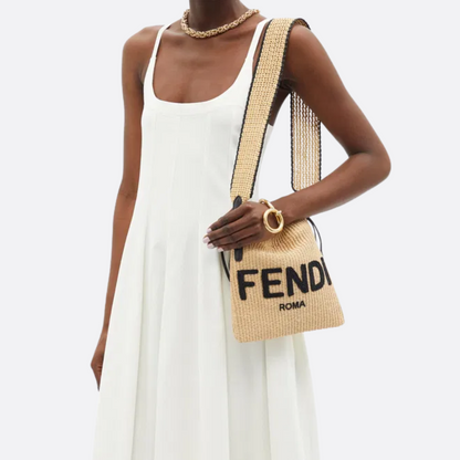FENDI SMALL RAFFIA HANDBAG