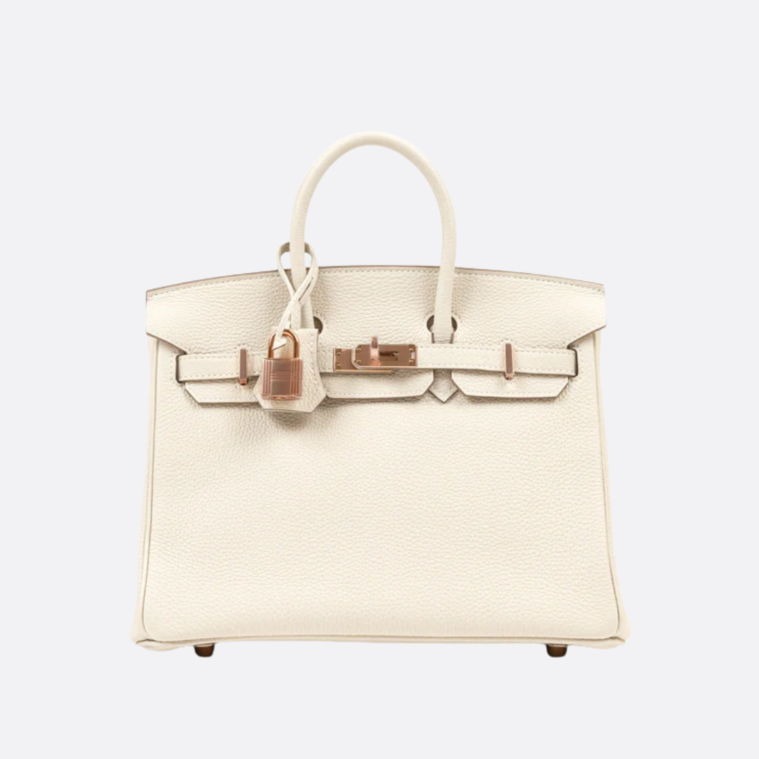 HERMÈS BIRKIN 25 HSS BAG IN CHALK / GRIS TOURTERELLE MADE OF TOGO LEATHER