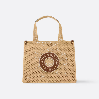 LOUIS VUITTON ONTHEGO MM HAND BAG MADE OF RAFFIA BY THE POOL
