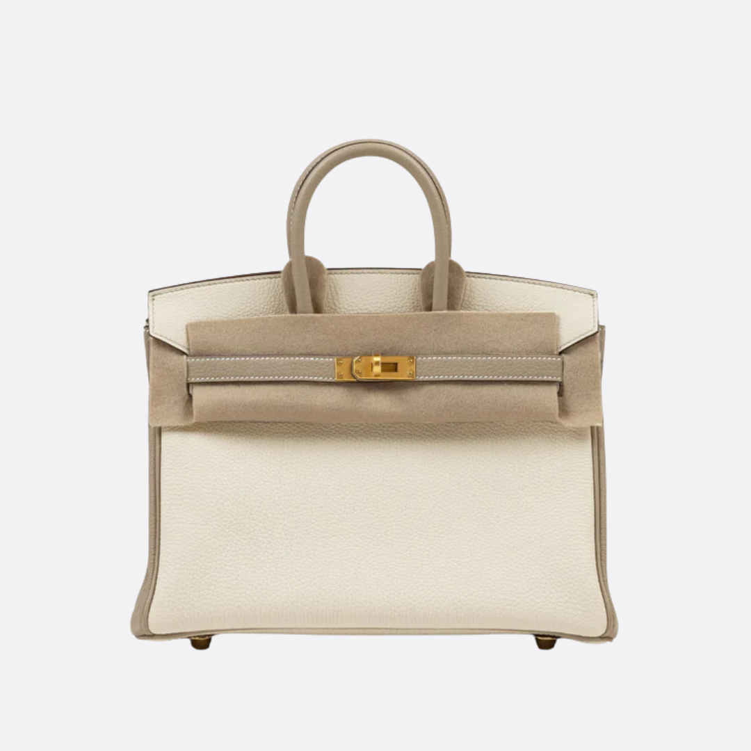 HERMÈS BIRKIN 25 HSS BAG IN CHALK / GRIS TOURTERELLE MADE OF TOGO LEATHER