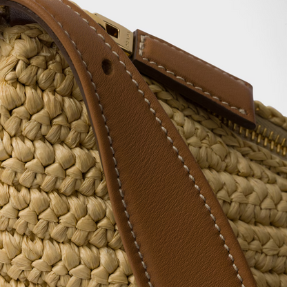 PRADA LARGE HAND BAG MADE OF CROCHET KNIT AND LEATHER