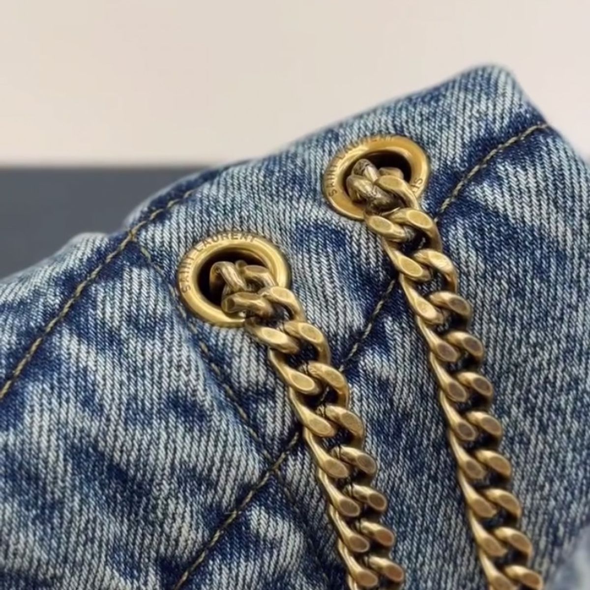 SAINT LAURENT LOULOU PUFFER BAG MADE OF QUILTED VINTAGE DENIM