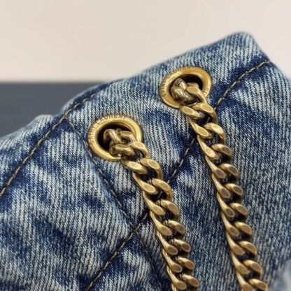 SAINT LAURENT LOULOU PUFFER BAG MADE OF QUILTED VINTAGE DENIM