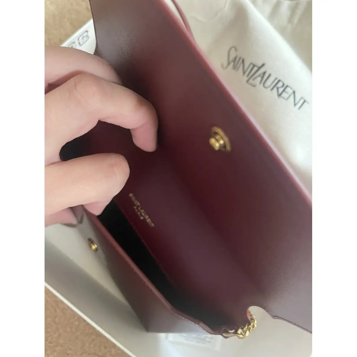 SAINT LAURENT KATE SMALL SHOULDER BAG IN LACQUERED LEATHER