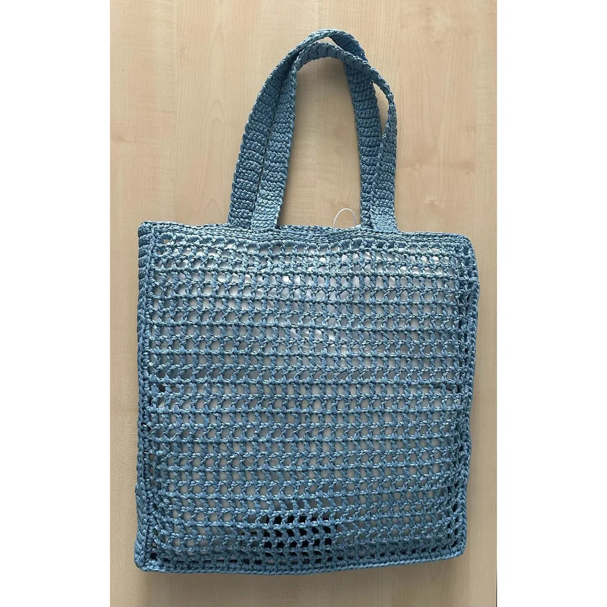 PRADA RAFFIA BAG WITH WOVEN LOGO IN BLUE