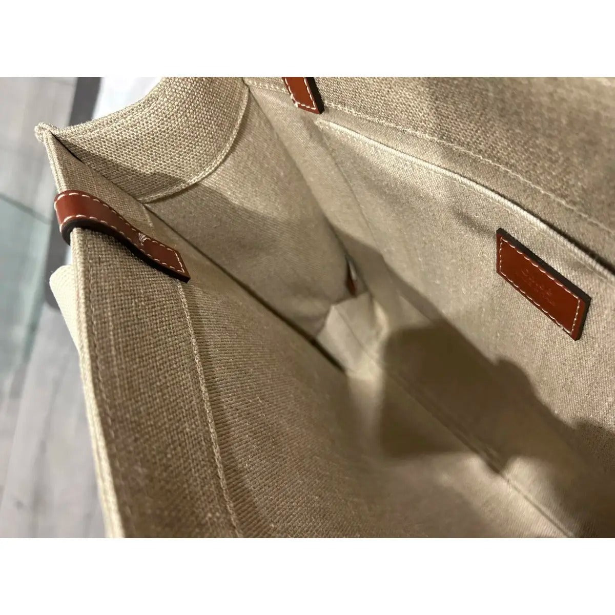 CHLOÉ WOODY TOTE BAG MADE OF LINEN
