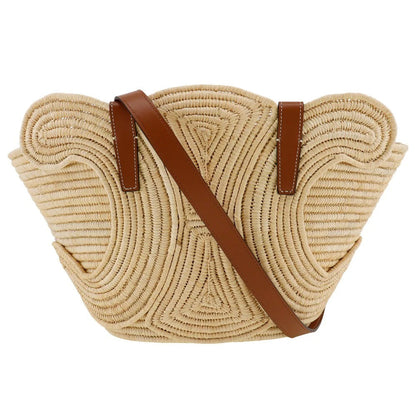 CÉLINE CLASSIC SMALL PANIER HAND BAG MADE OF RAFFIA AND CALFSKIN